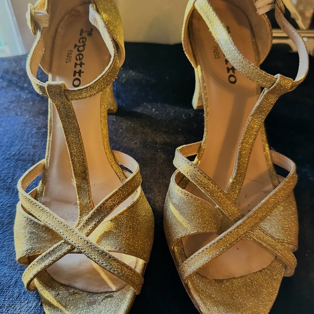 Repetto Glittering Gold Heels